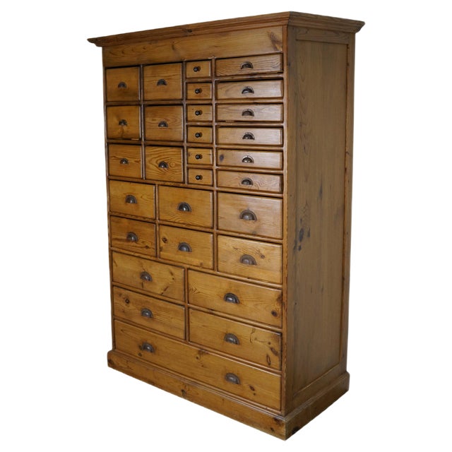 Vintage Dutch Pine Apothecary Cabinet For Sale
