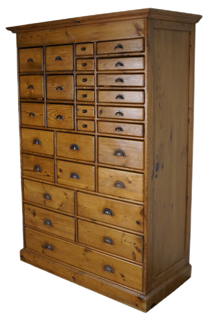 Vintage Dutch Pine Apothecary Cabinet