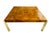 Vintage 1970s Burl Wood & Brass Coffee Table | Hollywood Regency Milo Baughman Style | Parquet Burl Cocktail Table For Sale - Image 16 of 16