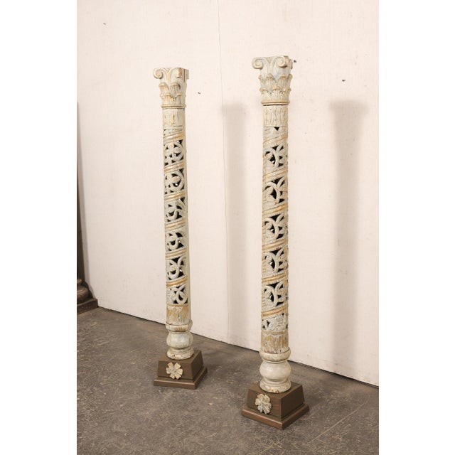 Wood A Pair - Late 18th C. Italian 6 Ft Tall Columns For Sale - Image 7 of 12