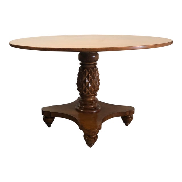 Round Pineapple Pedestal Base Wood Table Chairish