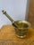 Polished Antique Brass Mortar with Original Pestle Bowl = 5” Diameter x 3.75”H Pestle = 8.5”L x 1.75” D
