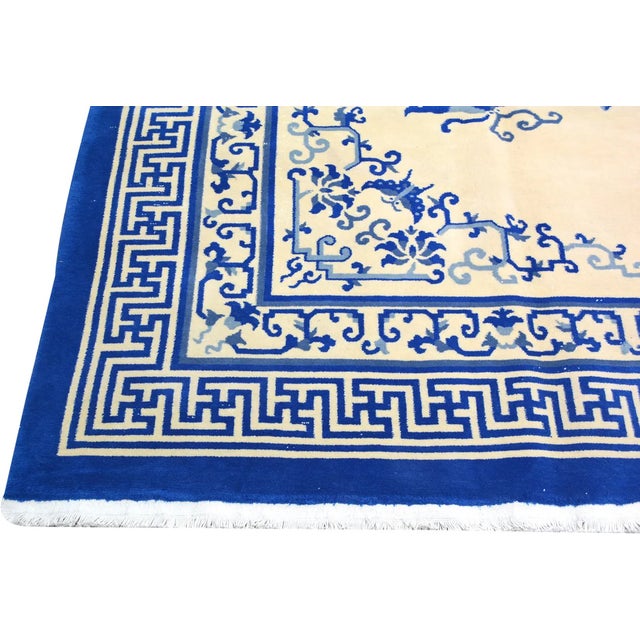 Art Deco Vintage Chinese Art Deco Hand Knotted Wool Rug,9'10'' X 15'3'' For Sale - Image 3 of 6
