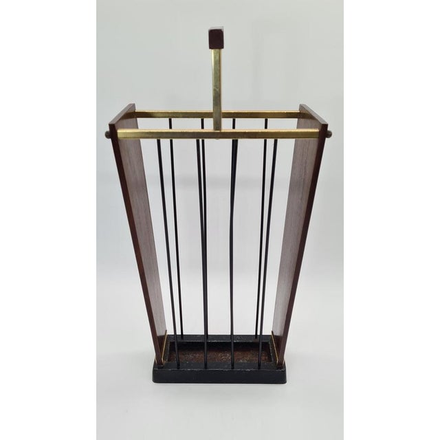 1960s Vintage German Umbrella Stand in Dark Wood, 1960s For Sale - Image 5 of 11