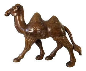 Vintage Hand Carved Wood Camel Sculpture