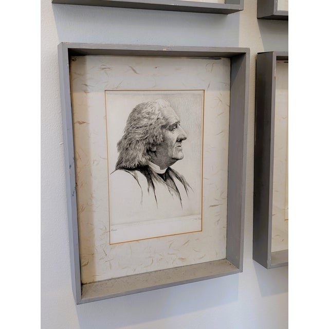Eight (8) framed drypoint etchings of classical composers by Wilhelm Pech (1876-1965). Composers depicted include: Top row...