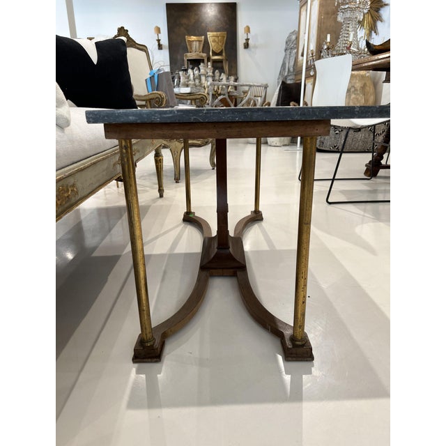 Lyre Coffee Table With Marble Top For Sale In New Orleans - Image 6 of 7