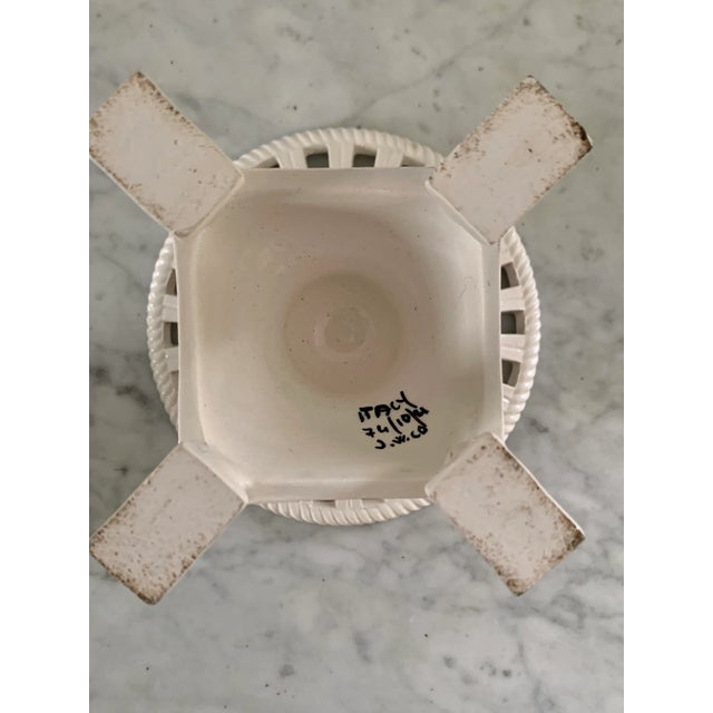 Italian Reticulated Neoclassical Porcelain Lion Paw Footed Basket Cachepot For Sale - Image 9 of 10