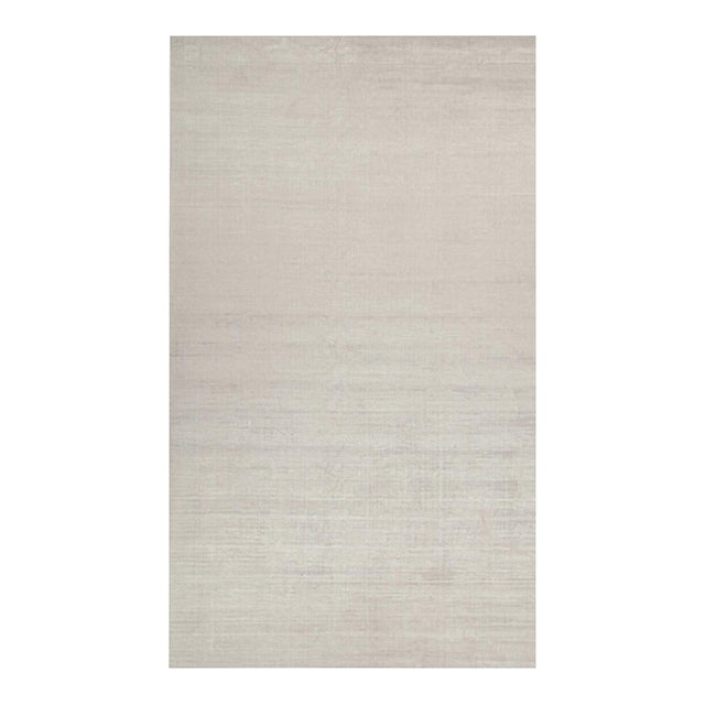 2010s Rug & Kilim’s Plain Modern Rug in Solid Silver and Off-White Tone-on-Tone- 11x19 For Sale