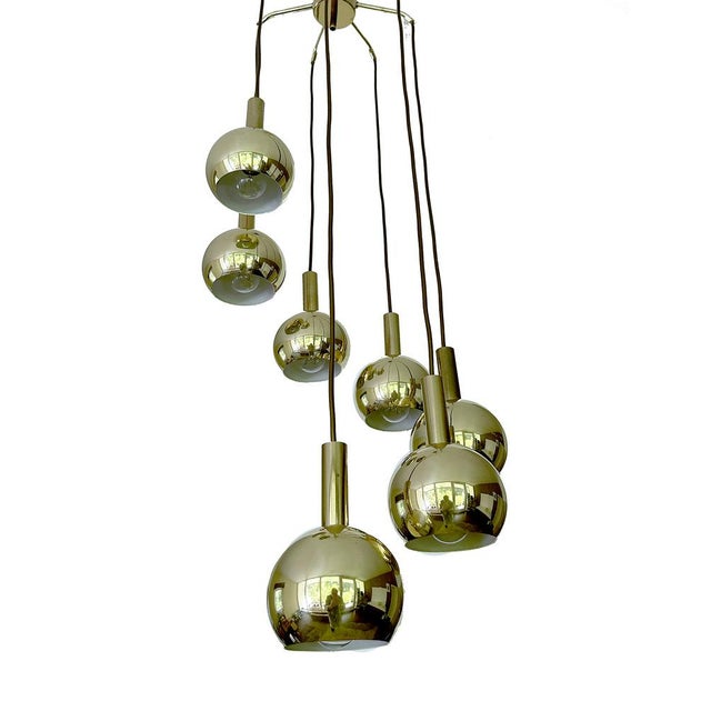 Metal Mid-Century Cascade Pendant Light in Brass from Staff Leuchten, 1970s For Sale - Image 7 of 18