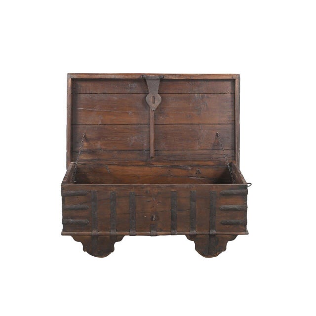 Indian Antique Indian Teakwood Blanket Chest/Coffee Table For Sale - Image 3 of 4