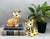 Charming vintage pair of hand-painted ceramic big cat cub figurines by Shafford Japan, featuring a spotted leopard and...