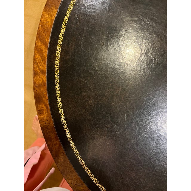 Early 21st Century Leather Top Drum Accent Table by Henredon For Sale - Image 9 of 12