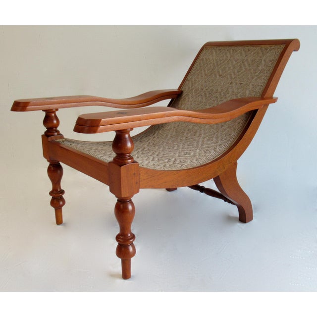 Vintage Mid Century British Colonial Teak And Cane Planters Chair With Pivot Arms Chairish