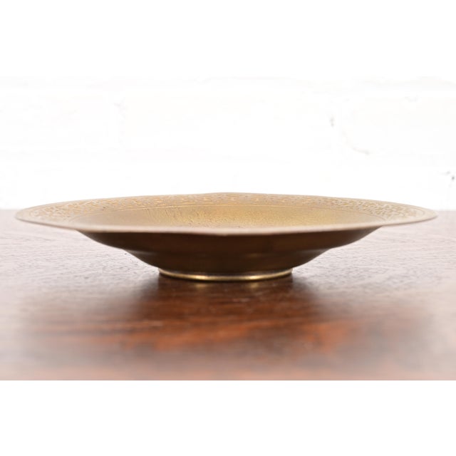 Art Deco Tiffany Studios New York Bronze Doré Shallow Bowl or Plate With Decorative Border For Sale - Image 3 of 8