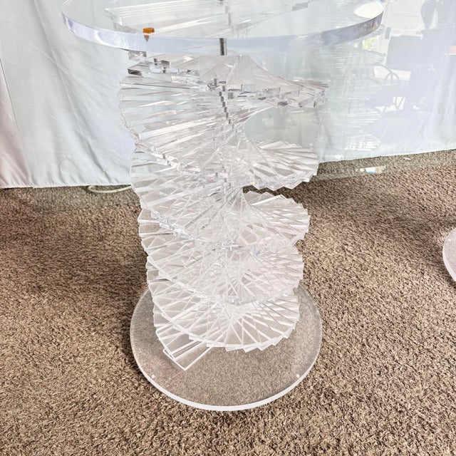 Postmodern Spiral Stacked Lucite Glass Top Dining Table For Sale - Image 12 of 12