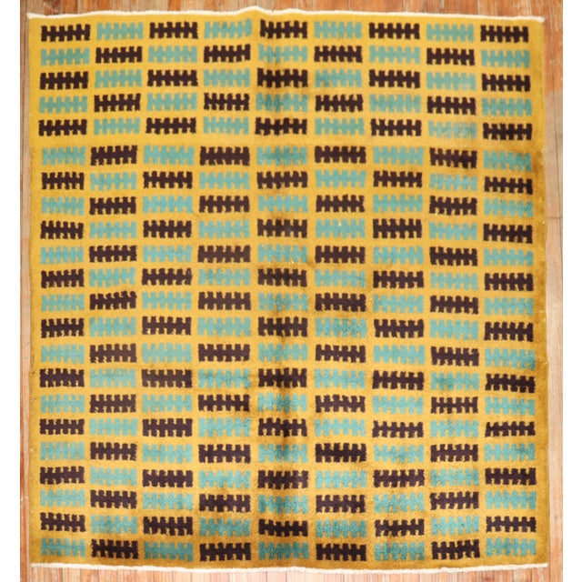 Textile Mid 20th Century Turkish Art Deco Square Rug For Sale - Image 7 of 18