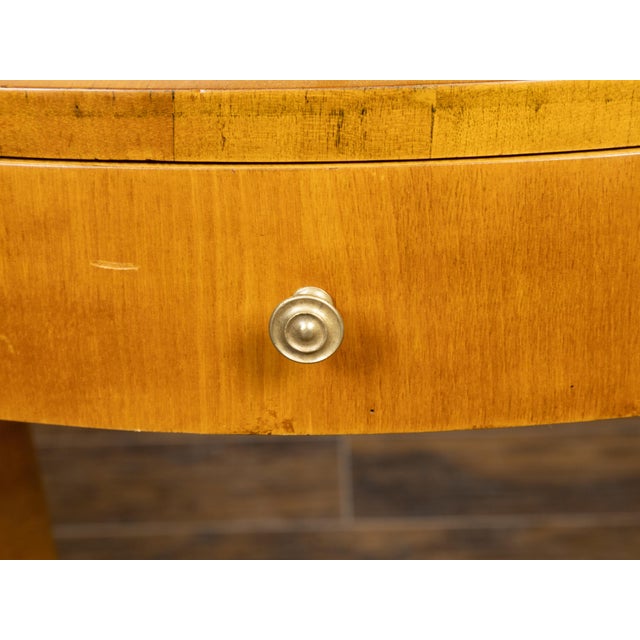 Biedermeier 19th Century Walnut Accent Table with Oval Top and Quarter Veneer For Sale - Image 12 of 12