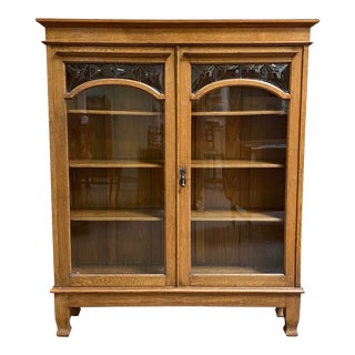 Scottish Arts & Crafts Oak Bookcase W/ Leaded Glass C.1910 For Sale