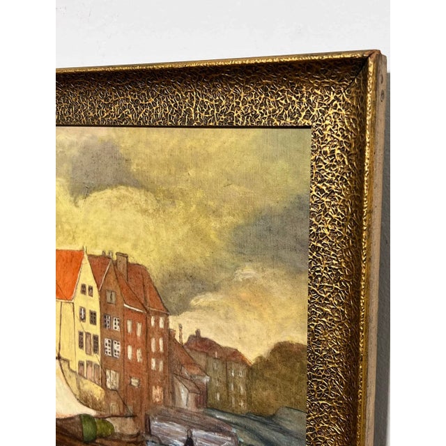 Early 20th Century Circa Early 20th Century Nico Jungmann Art Nouveau Style Painting of Dutch Boats For Sale - Image 5 of 9