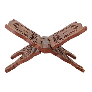 Vintage Wooden Reticulated Book Display Stand For Sale