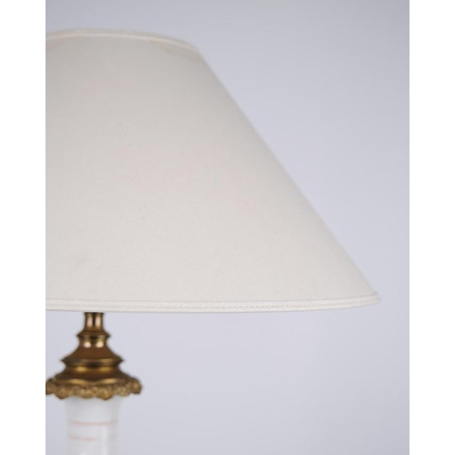 Lamp in White Opaline Glass with Red Pattern and Brass Base, 1880s For Sale - Image 5 of 7