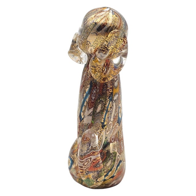 Murano Campanella Millefiori Glass Dog Figurine With Gold Fleck, 4" For Sale - Image 4 of 15