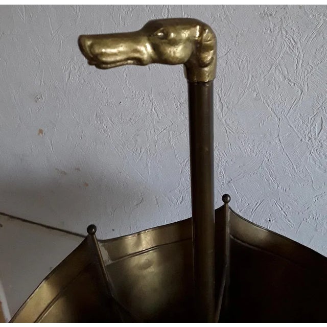 Goldenrod Vintage Brass Umbrella Stand in the Form of a Half Fold Out, 1970s For Sale - Image 8 of 9
