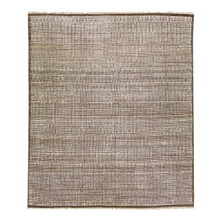 Brown Modern Moroccan Style Handmade Wool Rug With Subtle Pattern For Sale