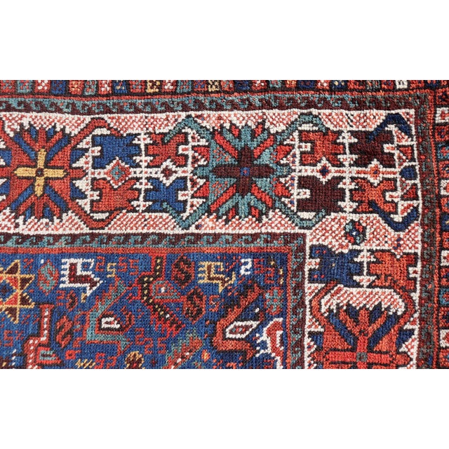 Textile Antique Persian Shiraz Rug With Indigo Field and Diamond Medallions For Sale - Image 7 of 12