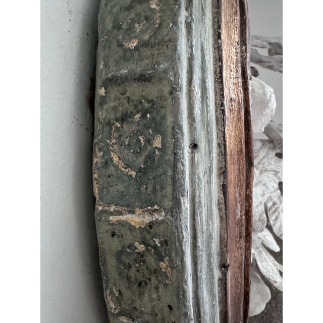 Metal Paper Mache Fig Branch in Cartapesta Round Frame For Sale - Image 7 of 11