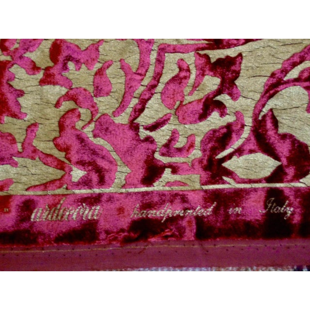 Metal Gold Hand Printed Silk Italian Ardecora Velvet For Sale - Image 7 of 10