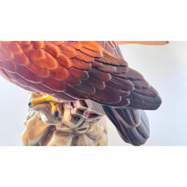 1970s French Hand-Painted Ceramic Eagle Sculpture, 1970s For Sale - Image 5 of 16