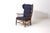 Blue French Lounge Chair in Oak and Blue Fabric, 1960s For Sale - Image 8 of 8