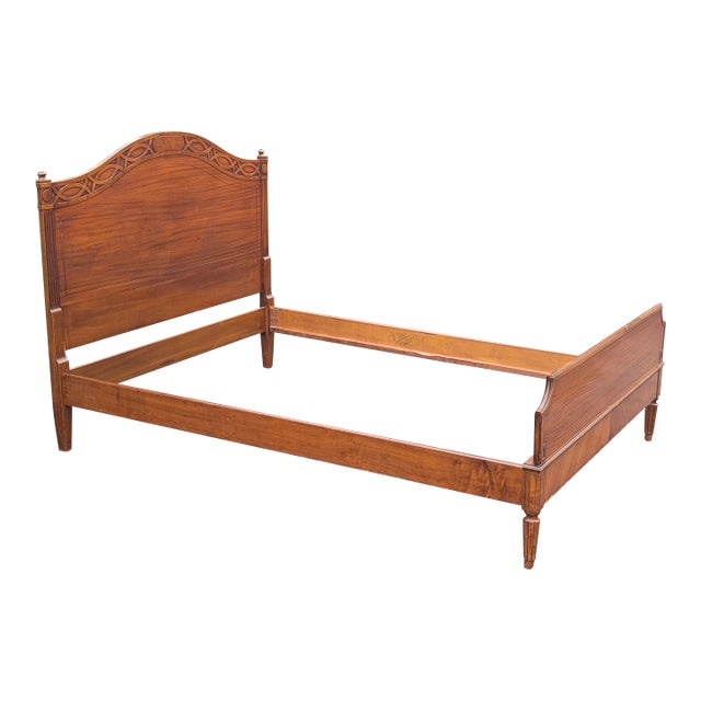 Mid 20th Century Vintage Oak Victorian Mansion Full Size Bed Frame For Sale