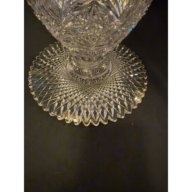 Rare Large Antique American Brilliant Period Cut Glass Pedestal Compote – 17” Tall, Deep Hobstar & Russian Pattern For Sale - Image 4 of 9