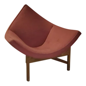 In the Manner of an Adrian Pearsall Coconut Lounge Chair on Walnut Base With Original 1960s VintageUpholstery