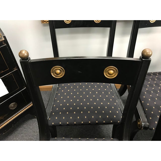 Hollywood Regency Black and Gold Dining Room Chairs, Set of 4 Chairish
