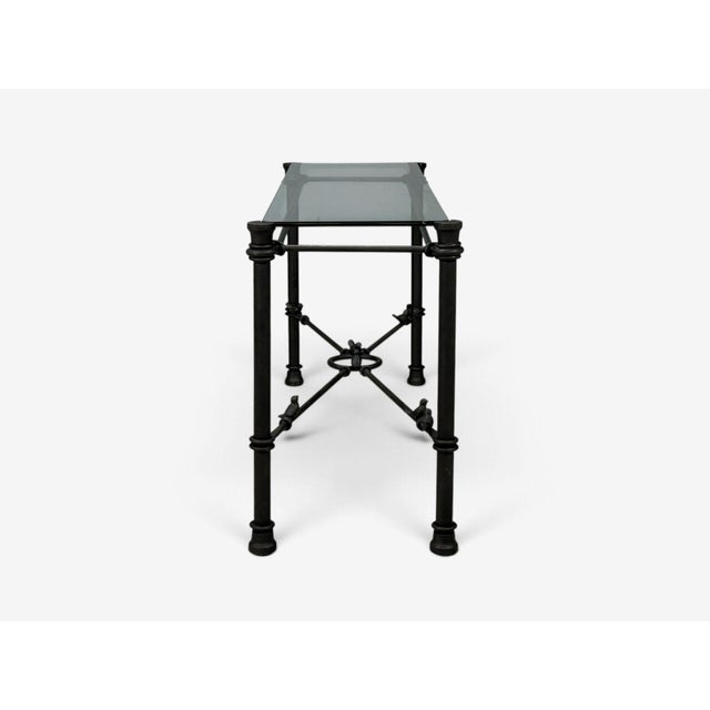 Giacometti Style, Console Table, Forged Metal, Glass, Usa, 1970s For Sale In New York - Image 6 of 15