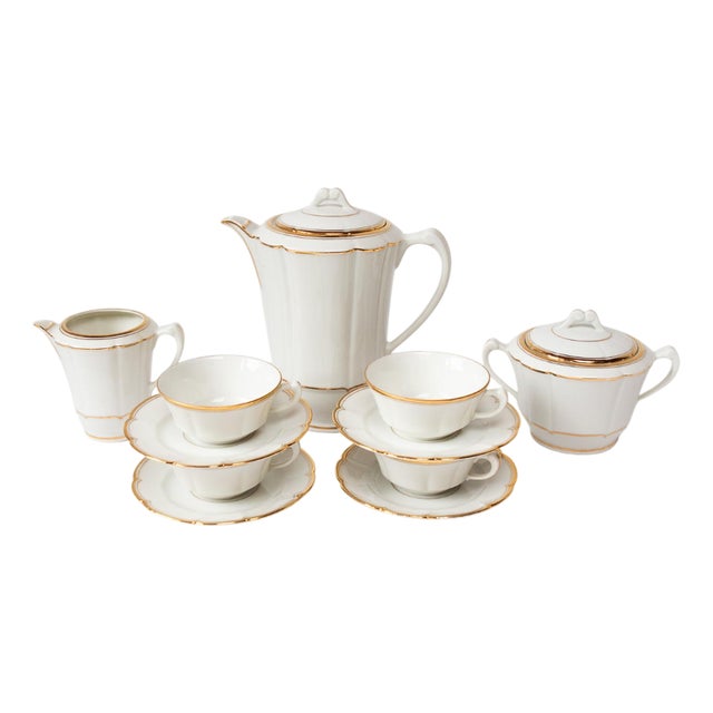 Limoges Porcelain Tea Service for 4 by Philippon & Bruchet, 1920s-1930s, Set of 11 For Sale