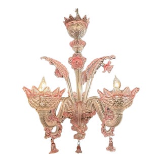 Pink Murano Glass Venetian Style Chandelier For Sale