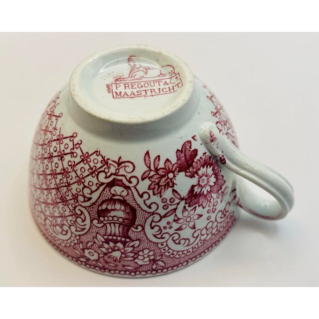 Ceramic Late 19th Century Red Transferware Teacup & Saucer For Sale - Image 7 of 8