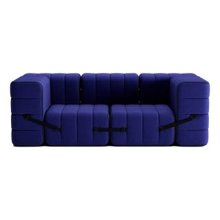 Curt Modular Set - Flexible 2-Seater with Armrests - Jet - 9605 (Blue) by Ambivalenz, Set of 7 For Sale
