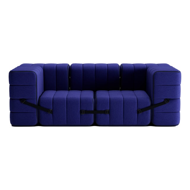 Curt Modular Set - Flexible 2-Seater with Armrests - Jet - 9605 (Blue) by Ambivalenz, Set of 7 For Sale