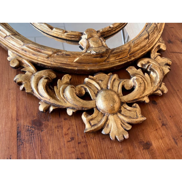 Late 19th Century 19th French Empire Period Gilt Wood Oval Mirror For Sale - Image 5 of 18