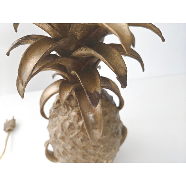 1970s Vintage Pineapple Table Lamp in Gilded Bronze from Maison Jansen, 1970s For Sale - Image 5 of 13