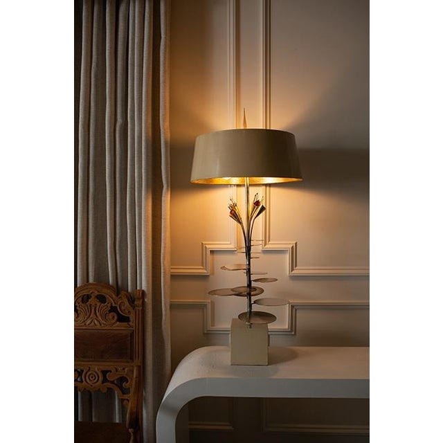 Wood Hollywood Regency French Lilly Pad Table Lamp, Maison Jansen Style For Sale - Image 7 of 10