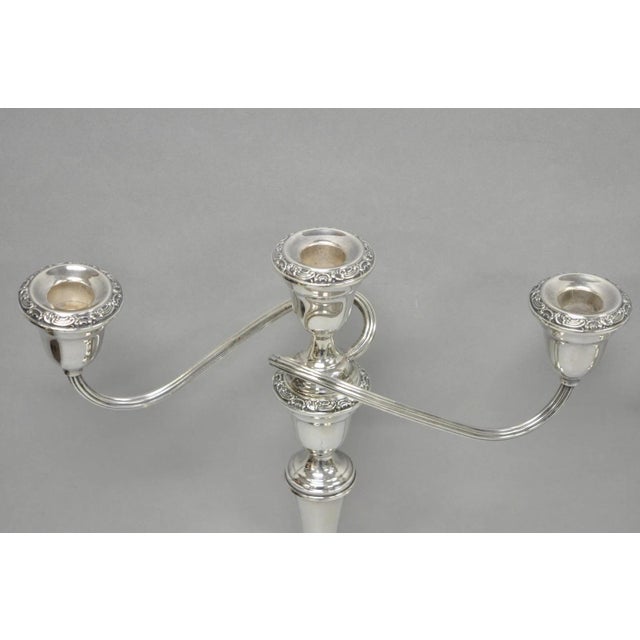 Vintage Gorham Yc3021 Silver Plated 3 Arm Convertible Candelabra - A Pair For Sale - Image 13 of 15