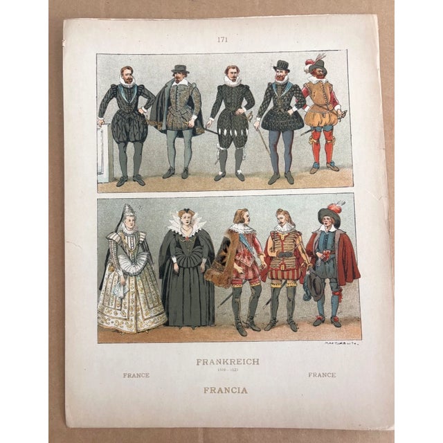 Up for sale is this gorgeous costume print from a 1925 book on costume by Adolf Rosenberg. It is matted in a pH neutral...