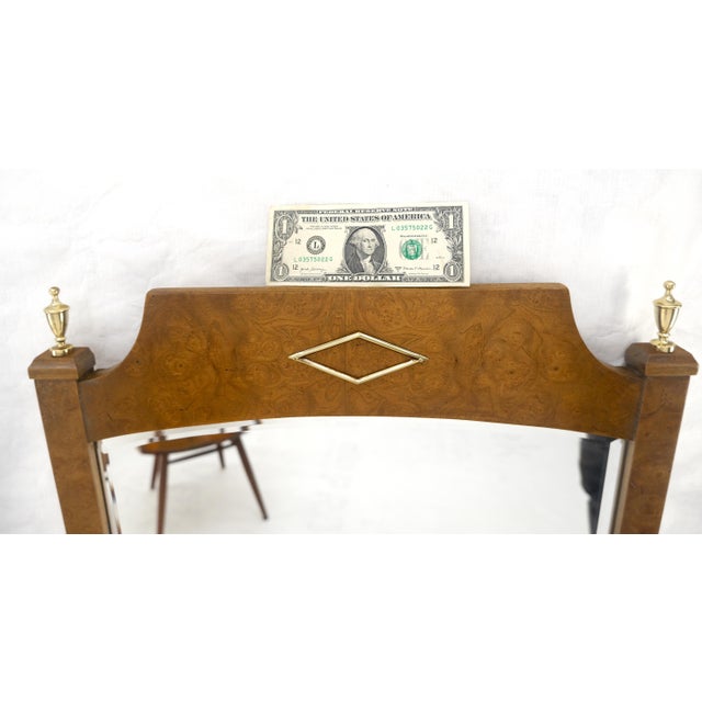 Pair of Hollywood Regency Burl Wood 33x55 Rectangle Wall Mirrors MINT For Sale - Image 6 of 10